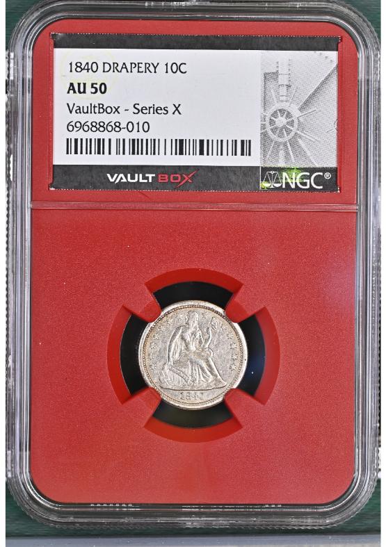 1840 DRAPERY 10C NGC AU50 FRONT