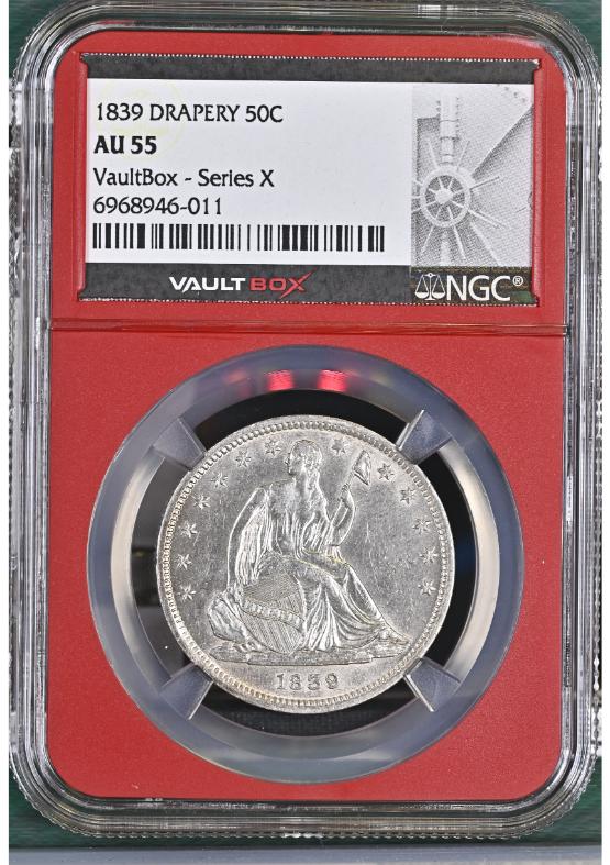 1839 DRAPERY 50C NGC AU55 FRONT