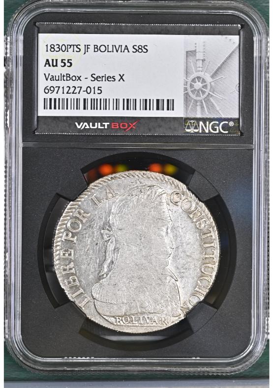 1830PTS JF BOLIVIA S8S NGC AU55 FRONT