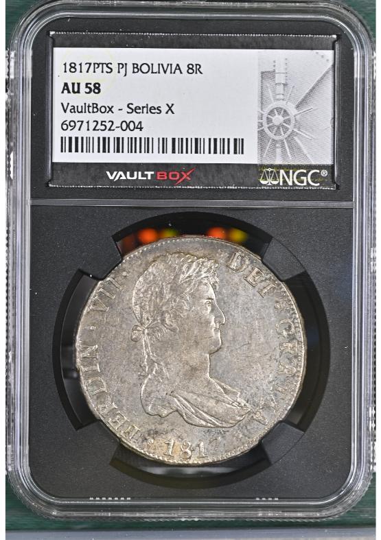 1817PTS PJ BOLIVIA 8R NGC AU58 FRONT