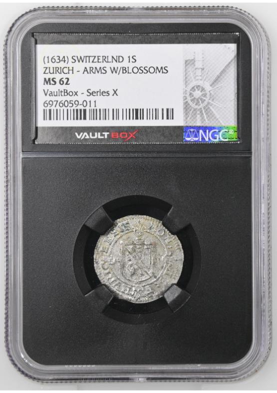 (1634) SWITZERLND 1S ZURICH - ARMS W/BLOSSOMS NGC MS62 FRONT