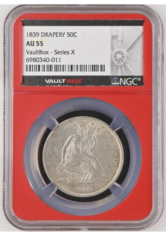 1839 DRAPERY 50C NGC AU55 FRONT
