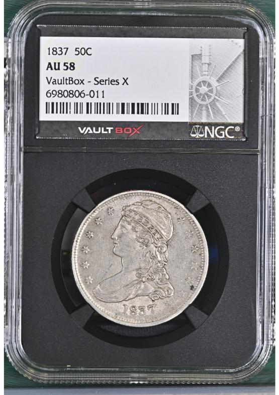 1837 50C NGC AU58 FRONT