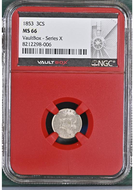 1853 3CS NGC MS66 FRONT