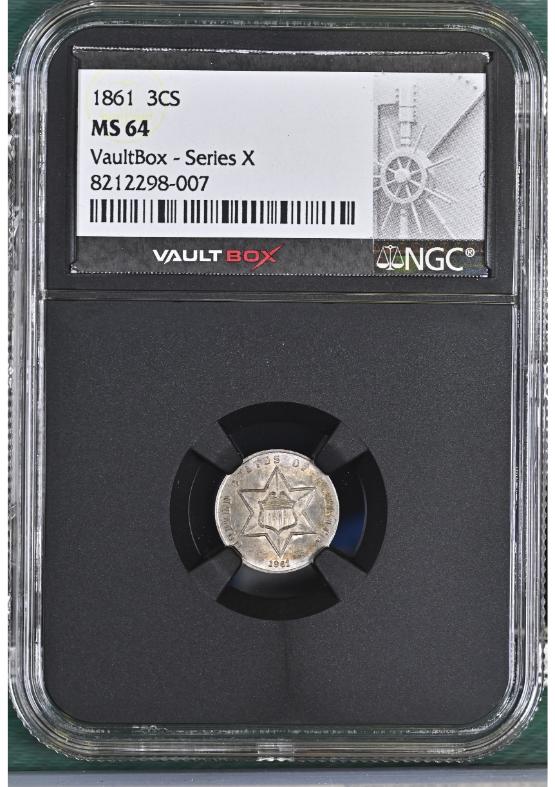 1861 3CS NGC MS64 FRONT