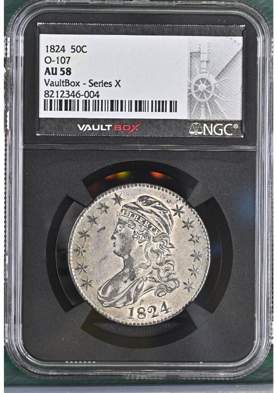 1824 50C O-107 NGC AU58 FRONT