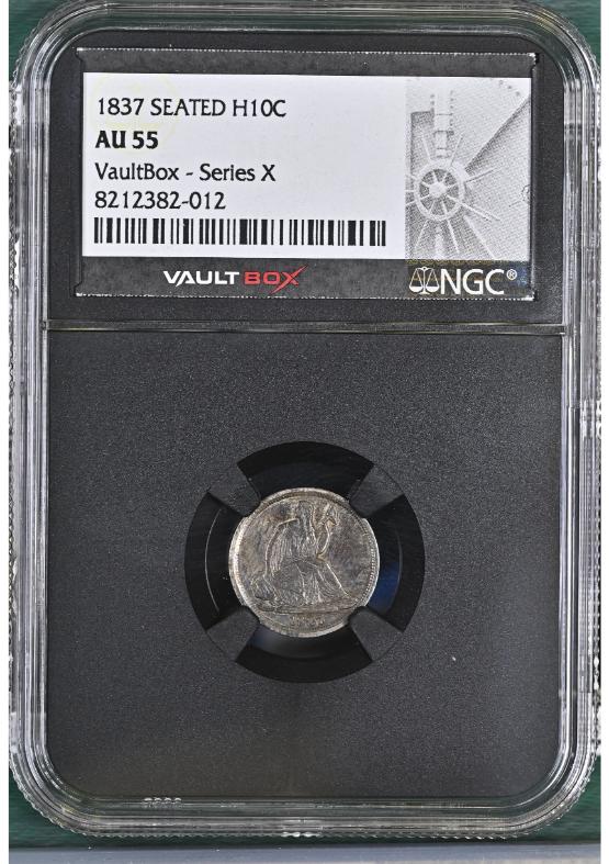 1837 SEATED H10C NGC AU55 FRONT