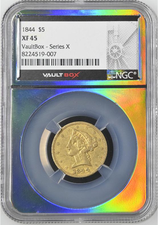 1844 G$5 NGC XF45 FRONT