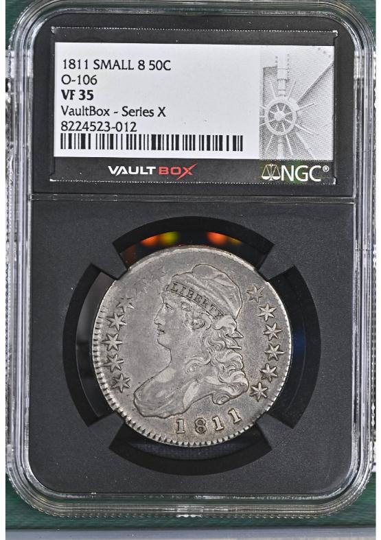 1811 SMALL 8 50C O-106 NGC VF35 FRONT