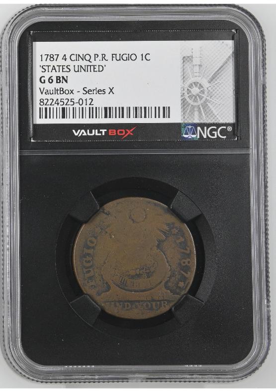 1787 4 CINQ P.R. FUGIO 1C 'STATES UNITED' NGC G6BN FRONT