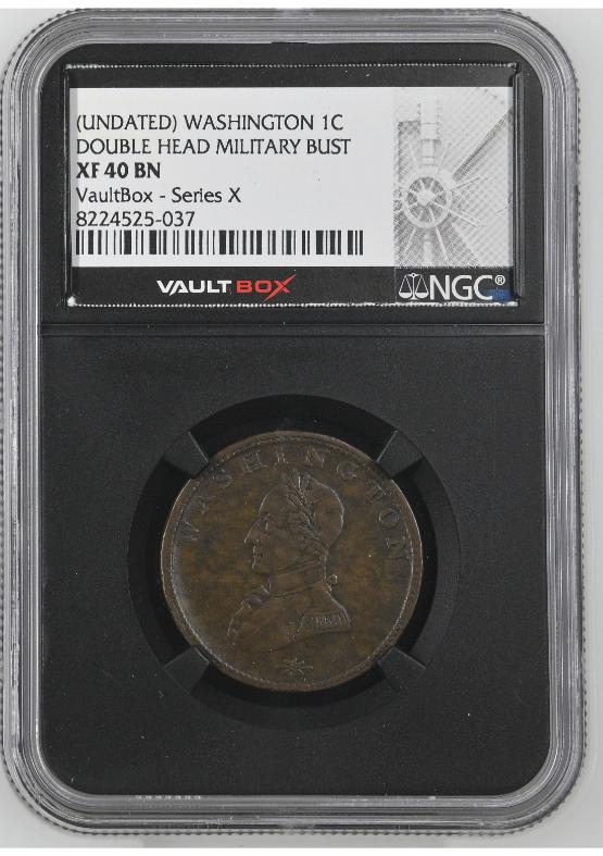 (UNDATED) WASHINGTON 1C DOUBLE HEAD MILITARY BUST NGC XF40BN FRONT