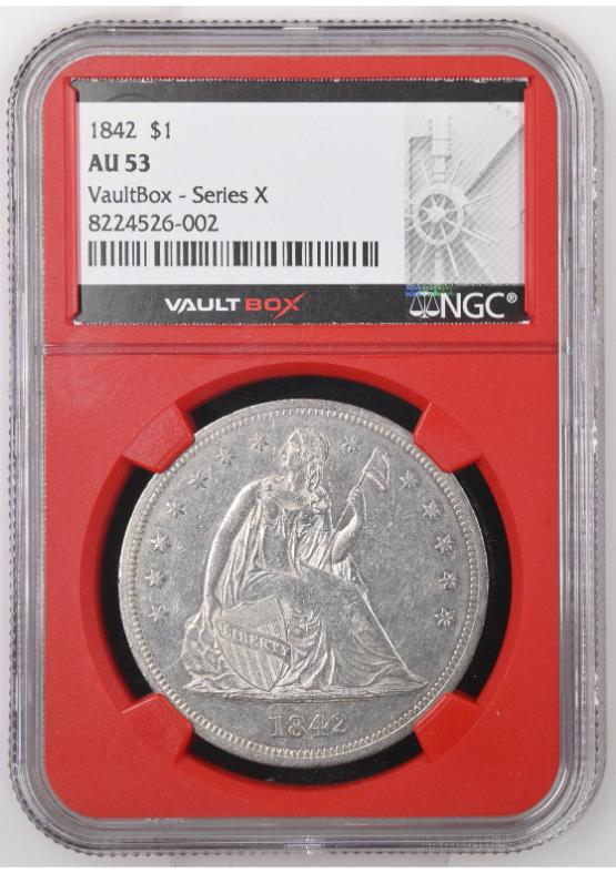 1842 $1 NGC AU53 FRONT