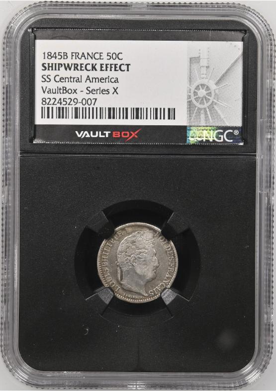 1845B FRANCE 50C NGC SHIPWRECKEFFECT FRONT