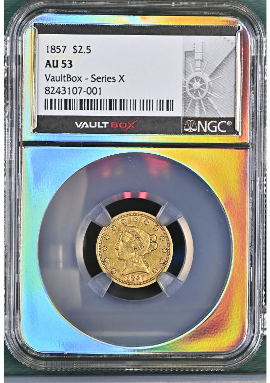 1857 G$2.5 NGC AU53 FRONT