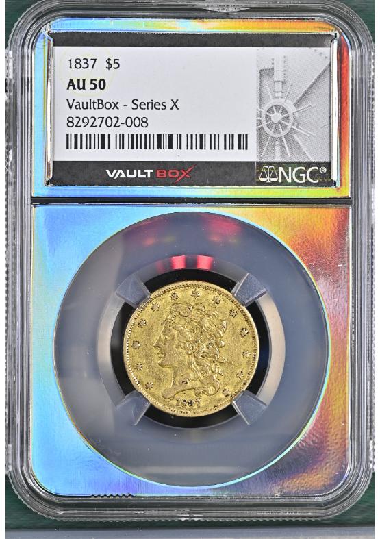 1837 G$5 NGC AU50 FRONT