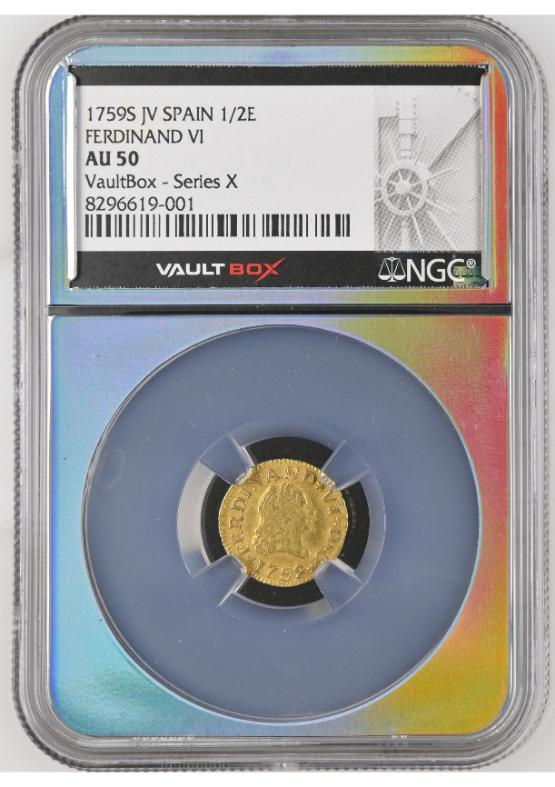 1759S JV 1/2E FERDINAND VI NGC AU50 FRONT