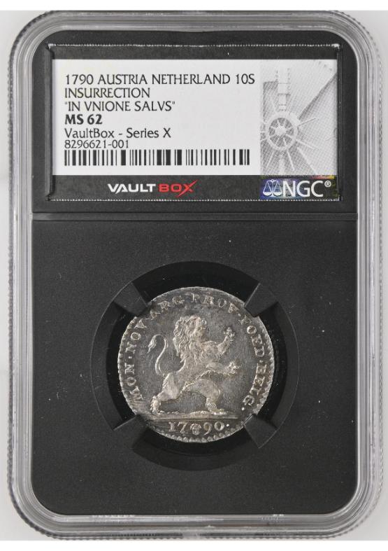 1790 AUSTRIA NETHERLAND 10S INSURRECTION "IN VNIONE SALVS" NGC MS62 FRONT
