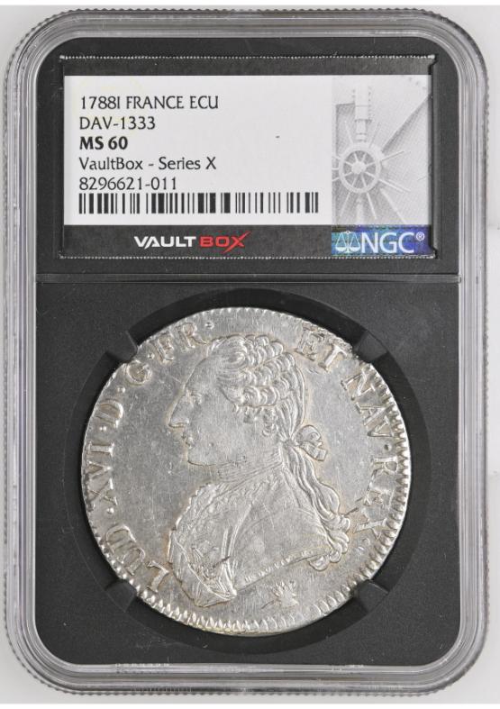 1788I FRANCE ECU DAV-1333 NGC MS60 FRONT