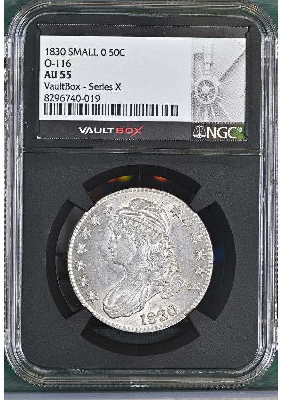 1830 SMALL 0 50C O-116 NGC AU55 FRONT
