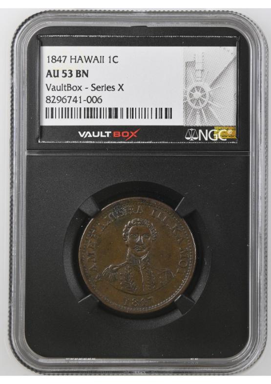 1847 HAWAII 1C NGC AU53BN FRONT