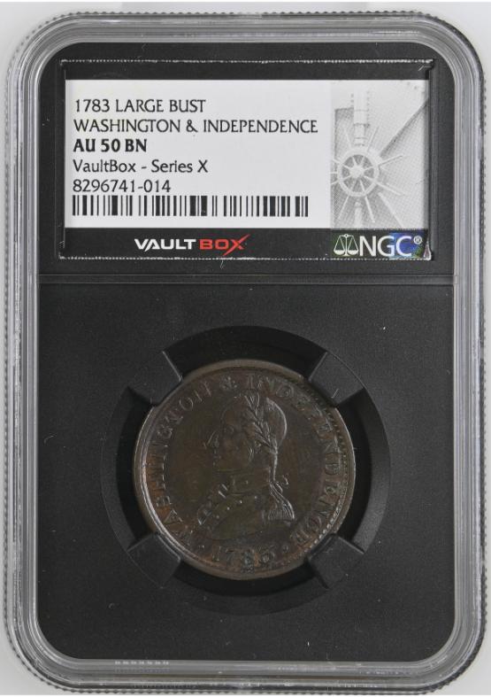 1783 LARGE BUST Copper WASHINGTON & INDEPENDENCE NGC AU50BN FRONT