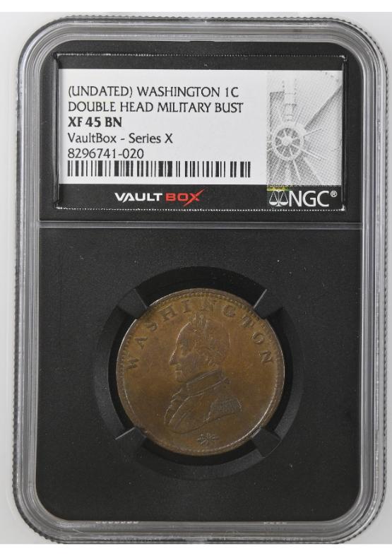 (UNDATED) WASHINGTON 1C DOUBLE HEAD MILITARY BUST NGC XF45BN FRONT