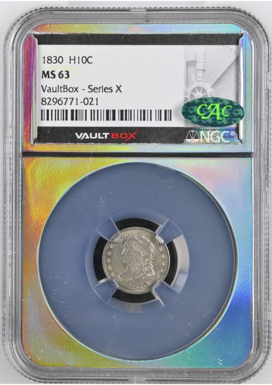 1830 H10C NGC MS63 CAC FRONT