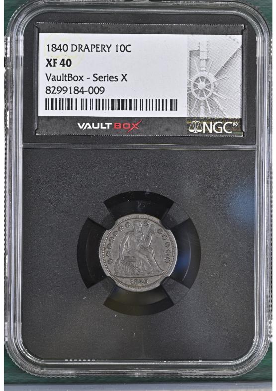 1840 DRAPERY 10C NGC XF40 FRONT