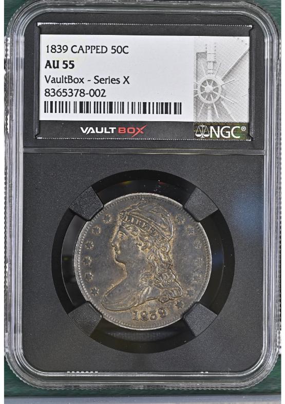 1839 CAPPED 50C NGC AU55 FRONT