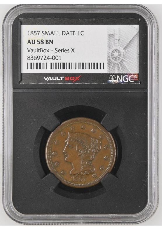 1857 SMALL DATE 1C NGC AU58BN FRONT