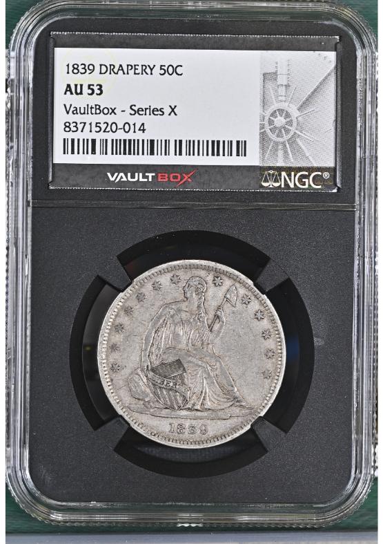1839 DRAPERY 50C NGC AU53 FRONT