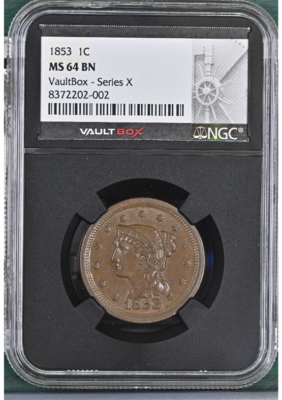 1853 1C NGC MS64BN FRONT