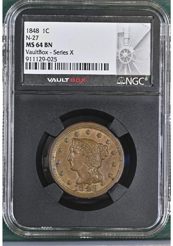 1848 1C N-27 NGC MS64BN FRONT