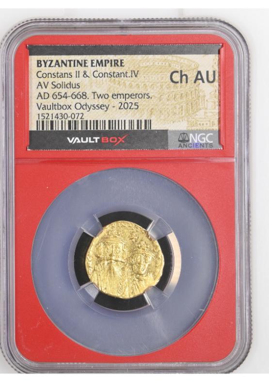 BYZANTINE EMPIRE CONSTANS II & CONSTANT.IV AV SOLIDUS CH AU  FRONT