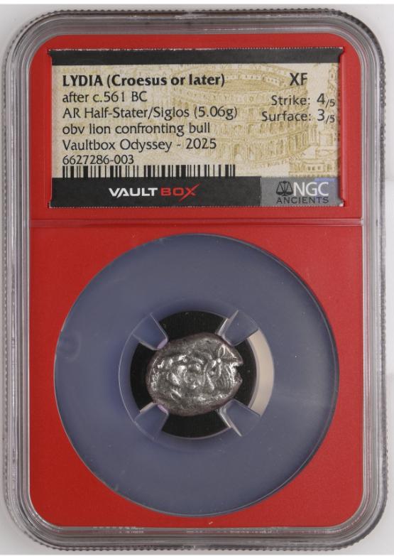 LYDIA (CROESUS OR LATER) AFTER C.561 BC AR HALF-STATER/SIGLOS XF STRIKE: 4/5 SURFACE: 3/5  FRONT