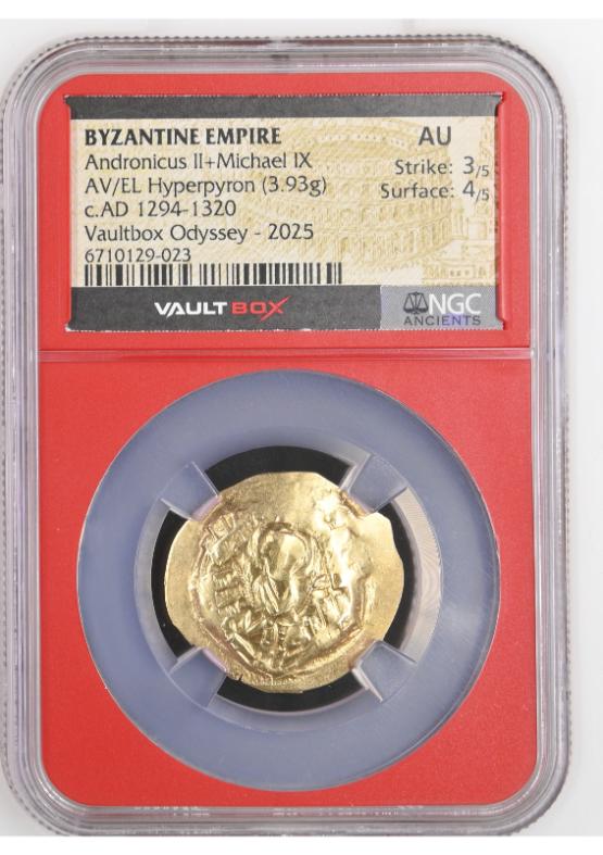 BYZANTINE EMPIRE ANDRONICUS II+MICHAEL IX AV/EL HYPERPYRON AU STRIKE: 3/5 SURFACE: 4/5  FRONT