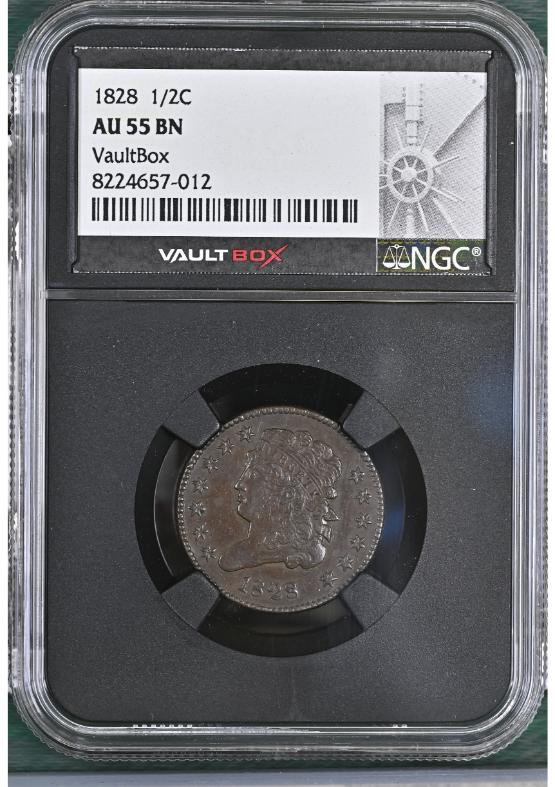 1828 1/2C NGC AU55BN FRONT
