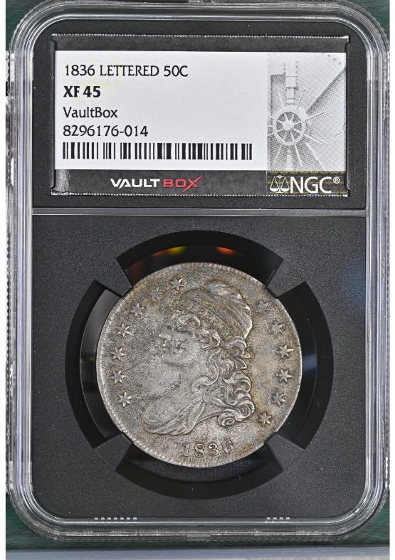 1836 LETTERED 50C NGC XF45 FRONT