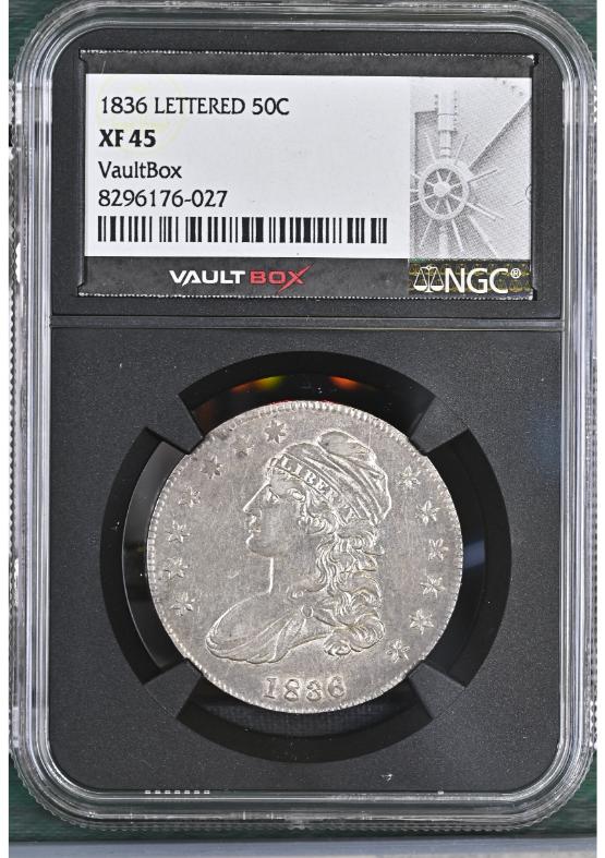 1836 LETTERED 50C NGC XF45 FRONT