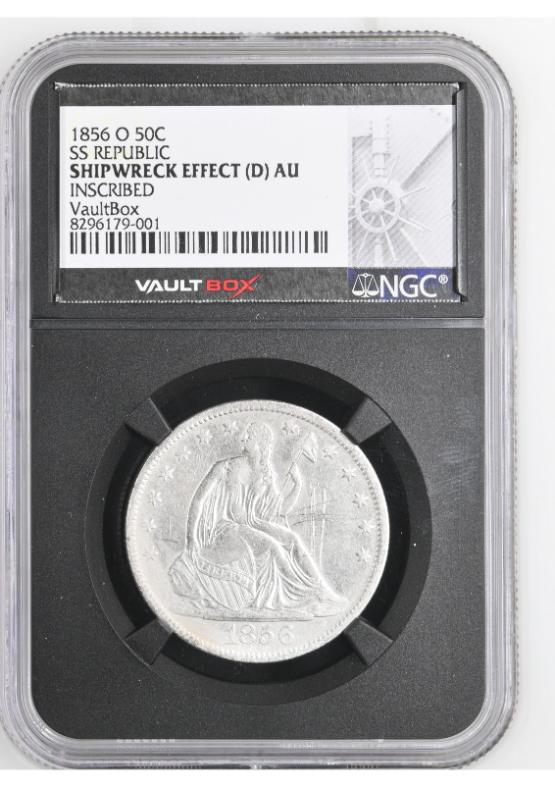 1856-O 50C SS REPUBLIC NGC SHIPWRECK EFFECT (D) AU FRONT