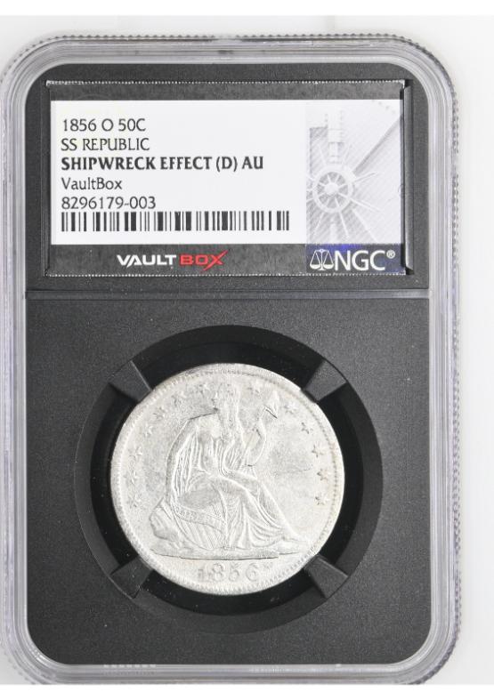 1856-O 50C SS REPUBLIC NGC SHIPWRECK EFFECT (D) AU FRONT