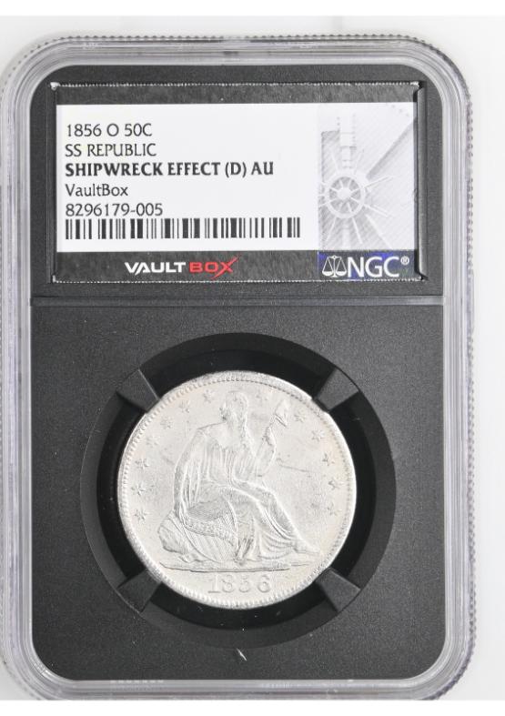 1856-O 50C SS REPUBLIC NGC SHIPWRECK EFFECT (D) AU FRONT