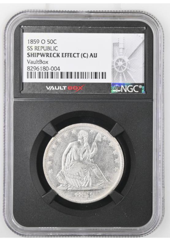 1859-O 50C SS REPUBLIC NGC SHIPWRECK EFFECT (C) AU FRONT