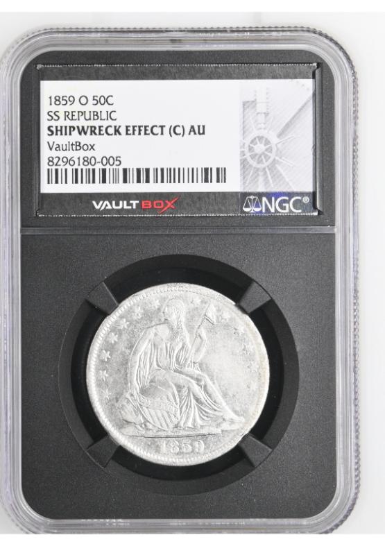 1859-O 50C SS REPUBLIC NGC SHIPWRECK EFFECT (C) AU FRONT