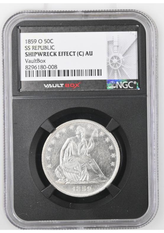 1859-O 50C SS REPUBLIC NGC SHIPWRECK EFFECT (C) AU FRONT