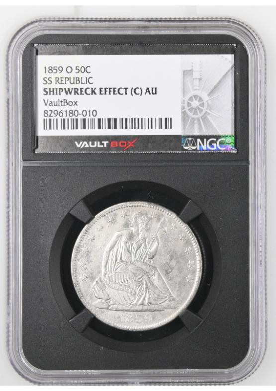 1859-O 50C SS REPUBLIC NGC SHIPWRECK EFFECT (C) AU FRONT