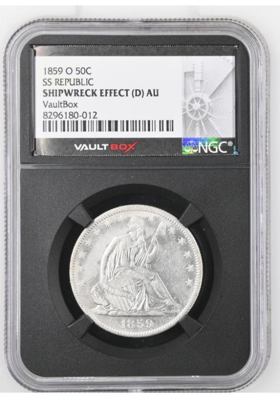 1859-O 50C SS REPUBLIC NGC SHIPWRECK EFFECT (D) AU FRONT