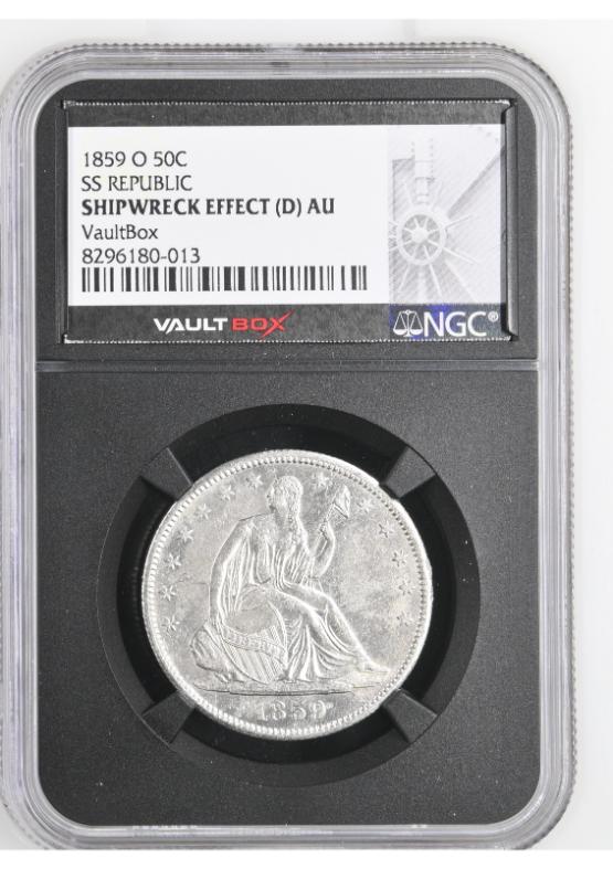 1859-O 50C SS REPUBLIC NGC SHIPWRECK EFFECT (D) AU FRONT