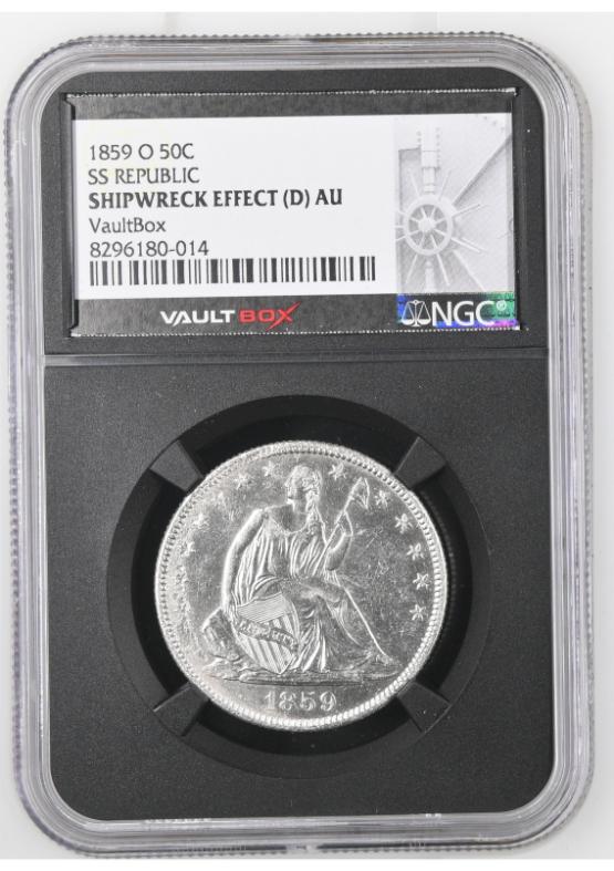 1859-O 50C SS REPUBLIC NGC SHIPWRECK EFFECT (D) AU FRONT