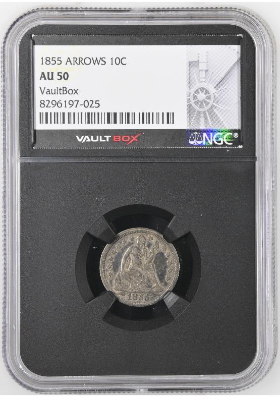 1855 ARROWS 10C NGC AU50 FRONT